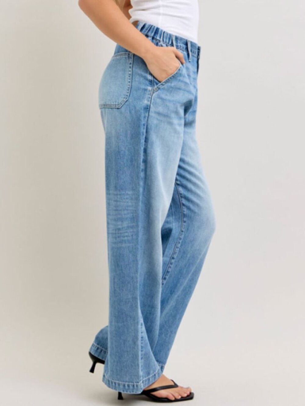 Judy Blue High Waist Featherweight Baggy Elasticated Waistband - Picture 3 of 5